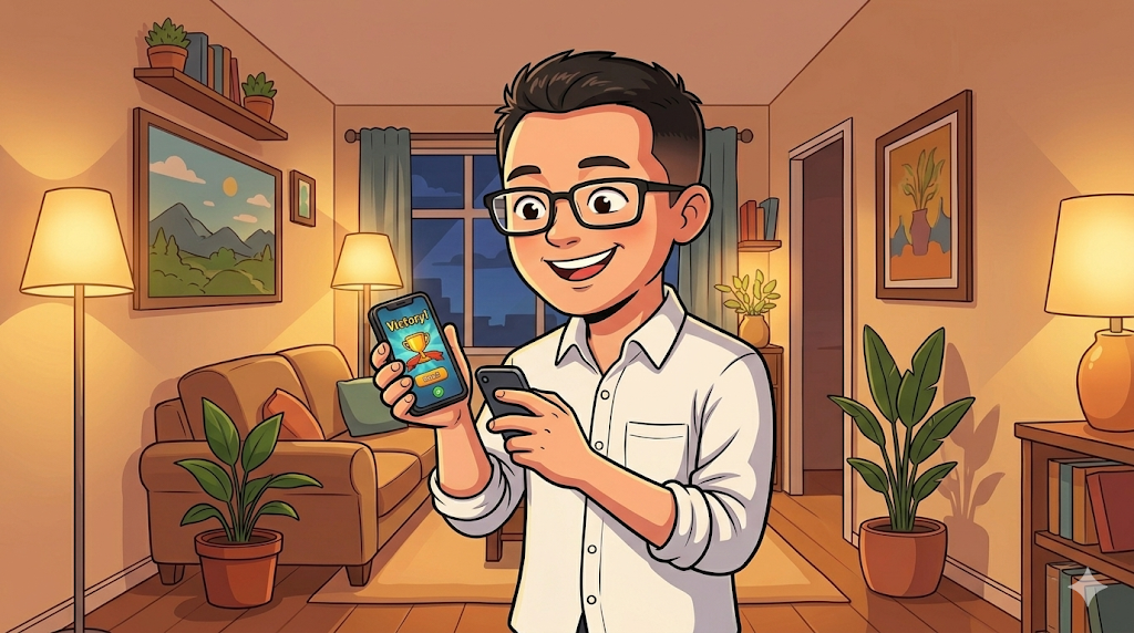 饭后散步看游戏视频